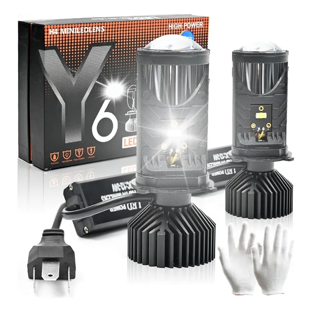 Kit Focos Led H4 Lupa Alta Y Baja Faros Auto Motocicleta