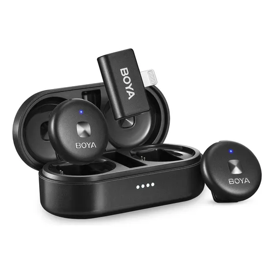 Microfone Lapela Boya Omic-d 2,4g Lightning P/ios Preto