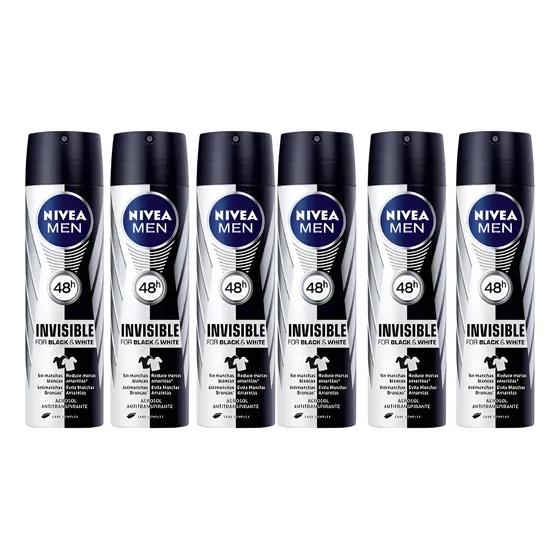 Desodorante Invisible Black & White Nivea Men 150ml - 6 Un