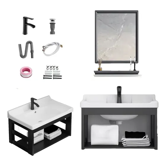 Lavabo Marmol Rectangular Minimalista Moderno Con Espejo