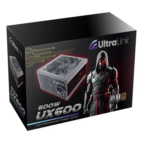 Fonte De Alimentação 600w Ux600 80 Plus Bronze Ultra Link Cor Preto 127/220V