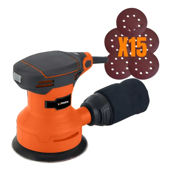 Lijadora Roto Orbital Lernen 350 W - Con Lijas De Repuesto Color Naranja Frecuencia 50