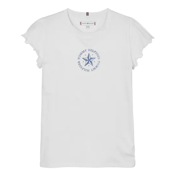 Camiseta Blanco Con Logo Metálico Para Niña Tommy Hilfiger