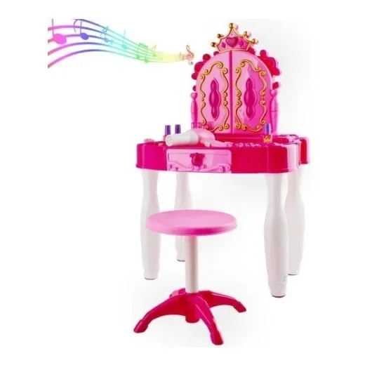 Tocador Set De Maquillaje Silla Luces Sonidos Mp3 Juguete