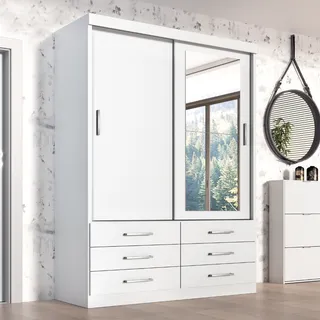 Guarda Roupa Solteiro Capri 2 Portas 6 Gav C/ Espelho Cor Branco Guarda Roupa Solteiro Capri 2 Portas 6 Gav C/ Espelho Cor Branco