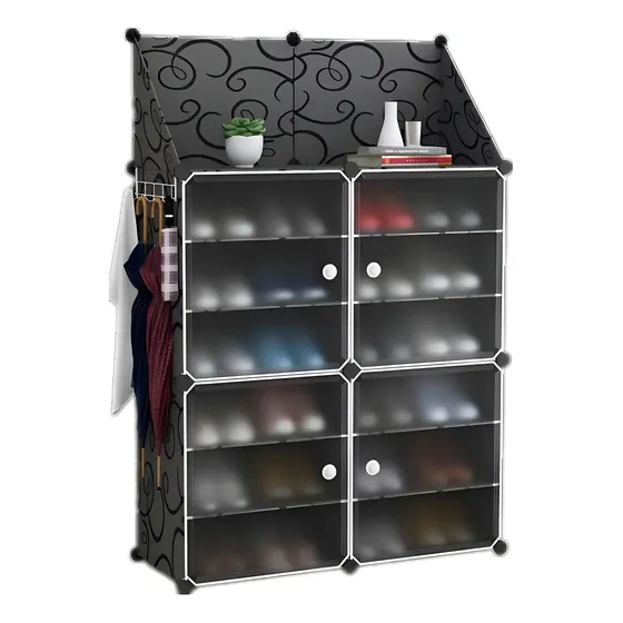 Zapatero Negro 4 Cajones Marca Osmao Estante 1.24m x 32cm x 85cm | Cuotas sin interés