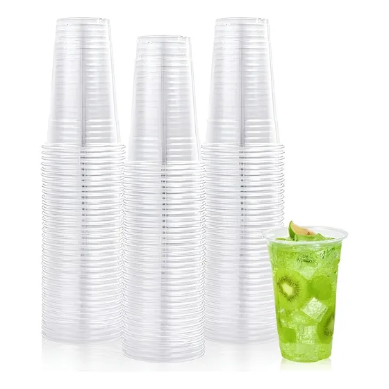 100 Vaso Plastico Desechable Vasos Transparentes 500ml Color transparente 16.9 oz 500ml