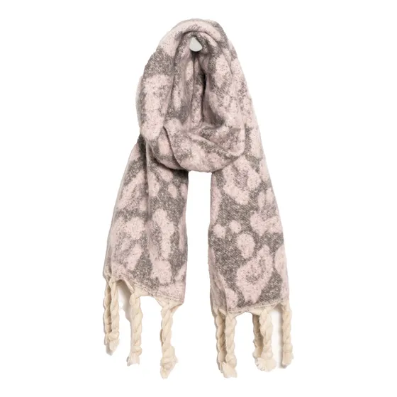 Bufanda Animal Print Reversible Con Flecos Trenzados