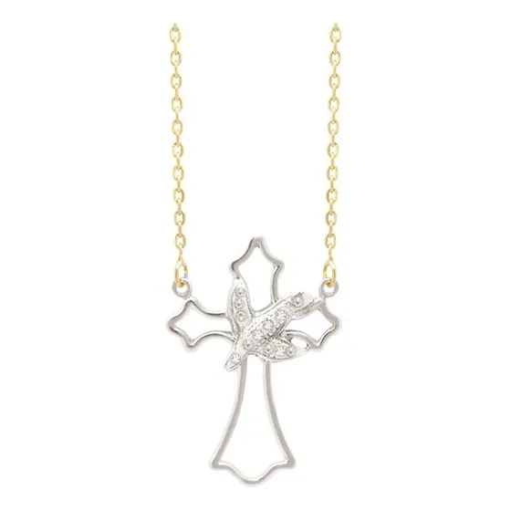 Cadena De Oro 18k Laminado Con Dije Cruz Religioso Catolico