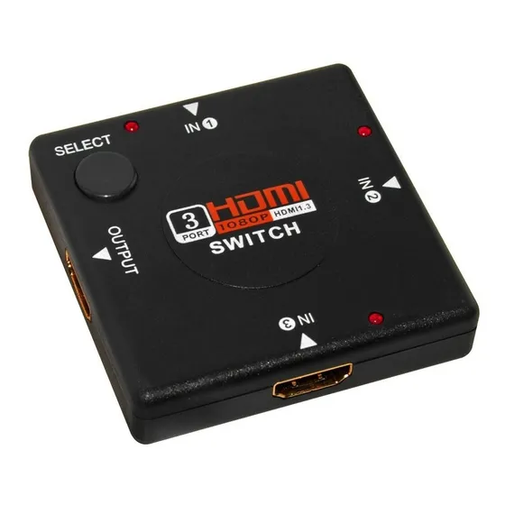 Hdmi Switch Suiche 1080p 3d 3 Entradas 1 Salida Dvd Ps3 Led