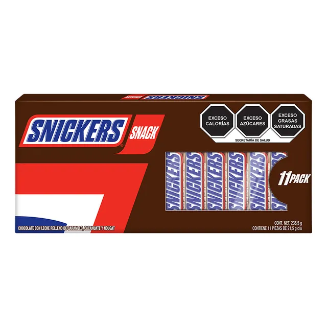 Snickers Snack Chocolates con leche 11 piezas de 21.5g