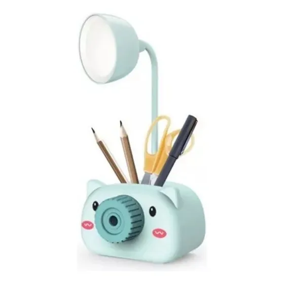 Lampara Luz De Escritorio Infantil Portátil Y Tajalápiz Usb