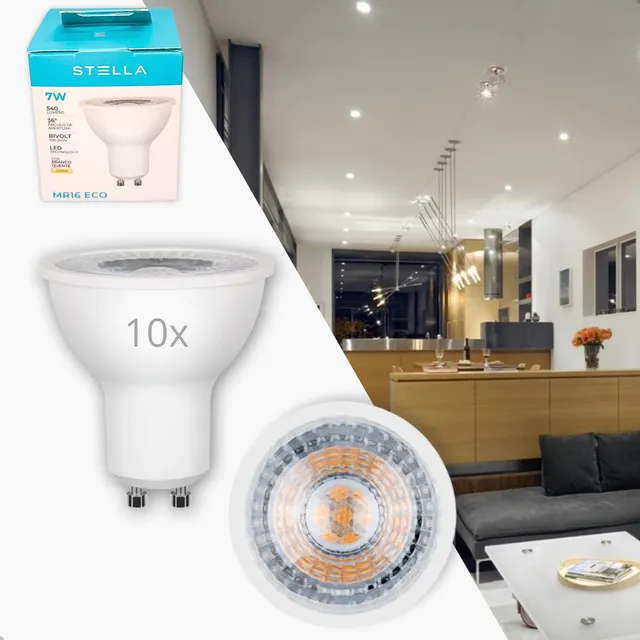 Kit 10 Lampadas Led Dicróica Gu10 7w 3000k Spot Sth8536/30