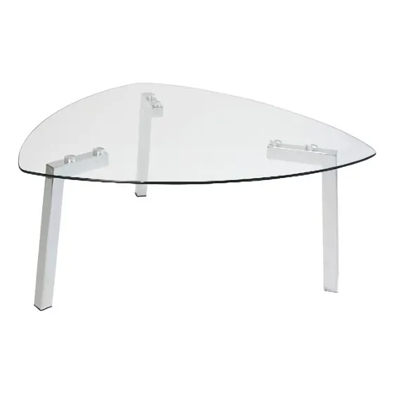 Mesa De Centro Trio - Cristal Templado Y Acero Inoxidable Kë Color Plateado