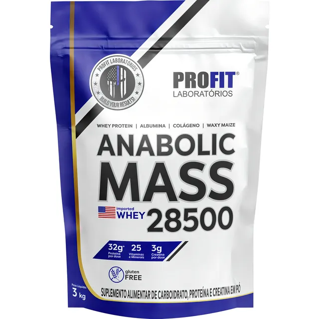Masa anabólica hipercalórica 28500 - 3 kg - Profit Labs Chocolate con sabor a fresa