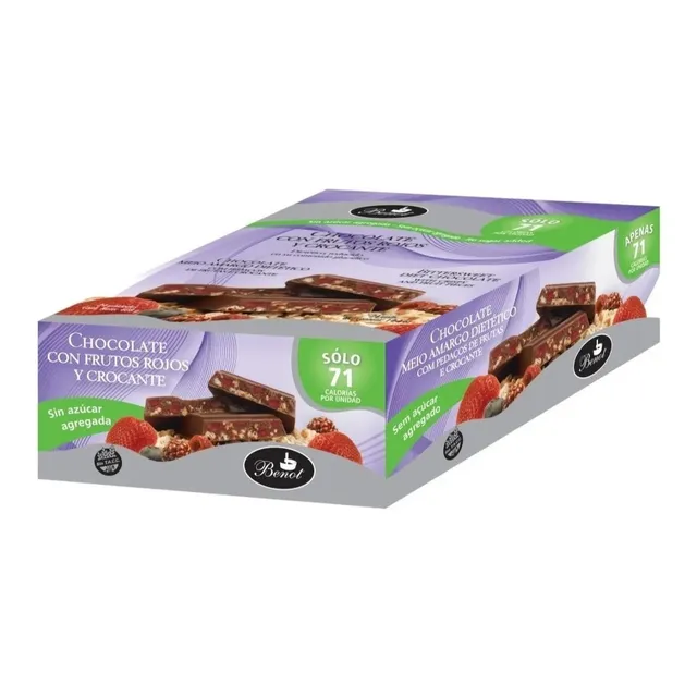 Barritas De Chocolates Light Apto Celiacos Y Diabeticos SABORES CHOCO CON FRUTOS ROJOS Y CROCANTES