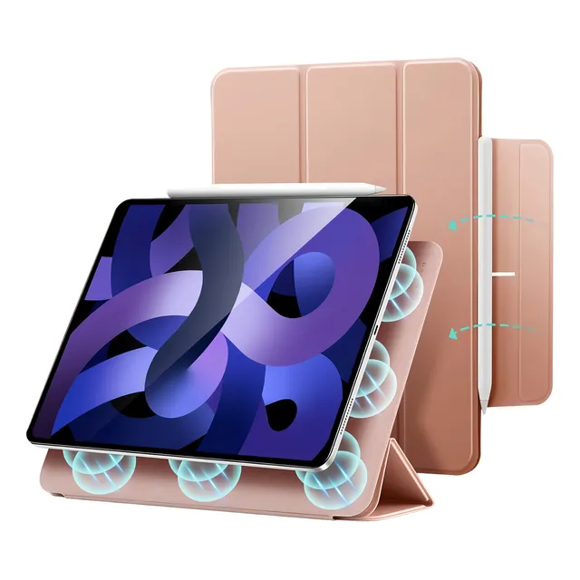 Funda magnética Capa P/ iPad Air 4 E 5 Protege Apple Pencil, color oro rosa