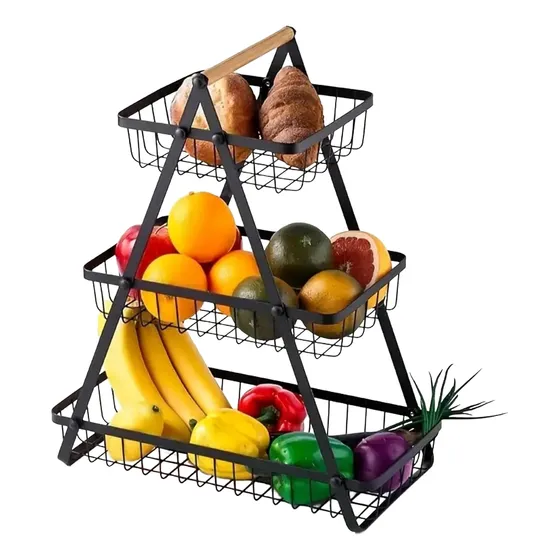 Cesta Rack Para Frutas Verdura Cocina Mesa Frutero 3 Niveles