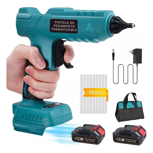 Pistola De Silicon Caliente TL1011 Inalambrica 100w Con 50 Barras Color Azul 110V Pistola encoladora