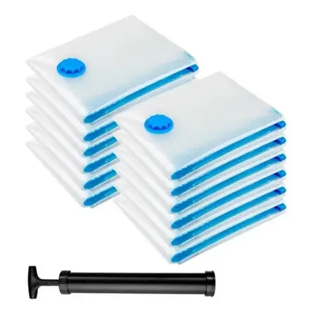 Kit 6 Sacos À Vácuo 60x80 Organizador Toalhas Roupas + Bomba