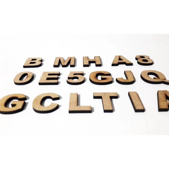 100 Letras Y Numeros Abecedario Fibrofacil  Mdf Alto 5 Cm