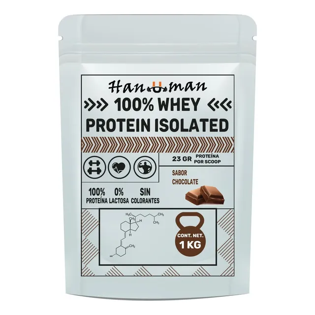 Proteina Sabor Chocolate 100% Whey Isolated 1kg Hanuman