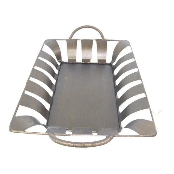 Set (2) Utensilios Bandeja Centro De Mesa Metal Decorativa
