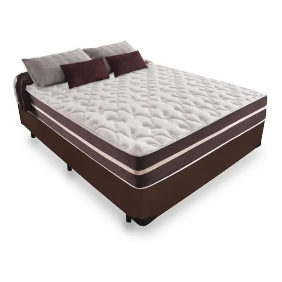 Cama Box Casal + Colchão Molas Anjos Superlastic 138cm Cor Marrom