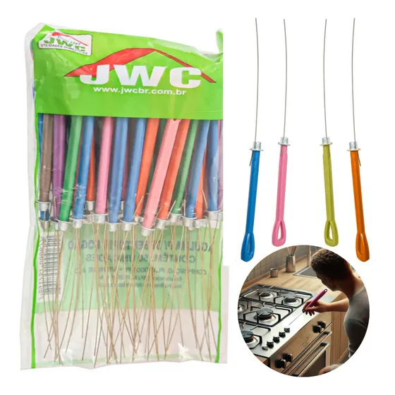 Kit 50 Desentupidores De Fogão A Gás Com Agulhas Inox