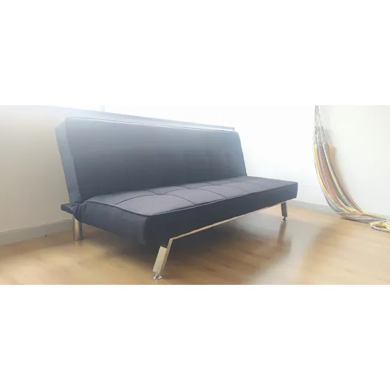 Sofá Cama Reclinable Poliéster Negro 1 Cuerpo