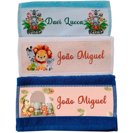 Kit 3 Toalha Lavabo De Mão Personalizadas Toalhinha Escolar