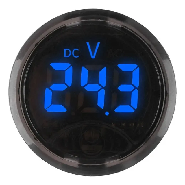 Voltímetro Digital Redondo 3 Cables Alarma Visual Ajustable