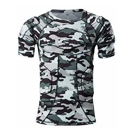 Camiseta De Compresión Acolchada De Hombres Camiseta 1b2tw