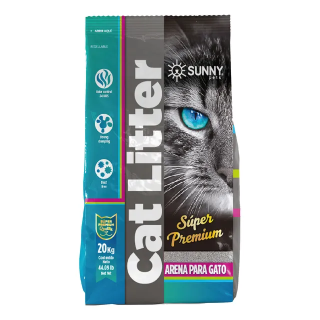 Arena Premium Para Gato | 20 Kg | Super Aglutinante | Control Avanzado De Olores | Sin Polvo | Natural Sin Aroma