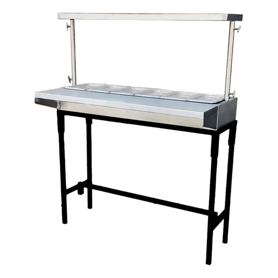 Mesa Fría 6 Insertos 1/4, Ensaladera Con Repisa Desmontable