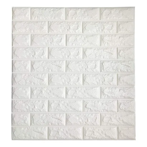 Kit 10 Peças Placa 3d Tijolinho Branco Auto Adesiva 70x77cm
