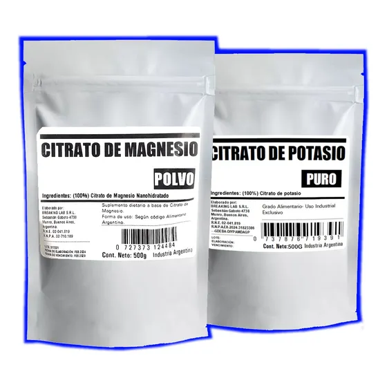 Citrato De Magnesio 500g + Citrato De Potasio 500g Calidad!
