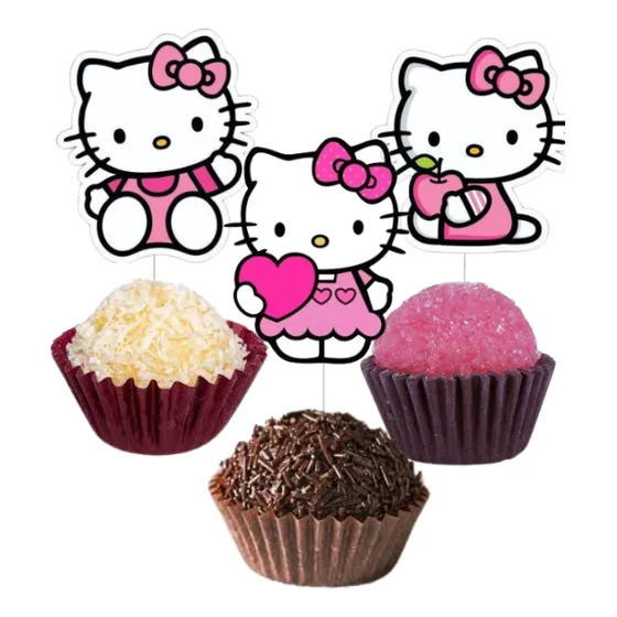 Topper Doces Hello Kitty Aniversário Festa Tag
