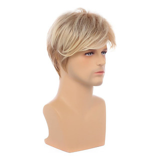 Peluca Corta Para Hombre, Rubia, Con Gorra, Resistente Al Ca Peluca Corta Para Hombre, Rubia, Con Gorra, Resistente Al Ca