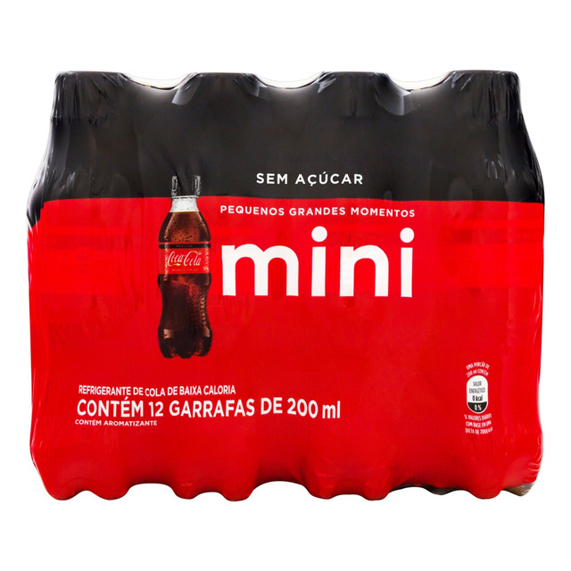 Pack Refrigerante Sem Açúcar Coca-cola Mini Garrafa 12 Unidades 200ml Cada Pack Refrigerante Sem Açúcar Coca-cola Mini Garrafa 12 Unidades 200ml Cada