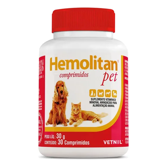 Suplemento Hemolitan Pet Para Cães/gatos 30 Comprimidos 30g