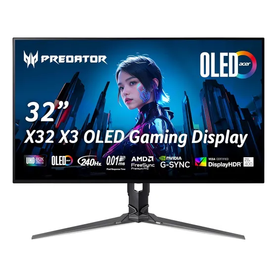 Acer Predator X32 X3 31.5  0.01ms Oled 4k 240hz 1080p 480hz Negro