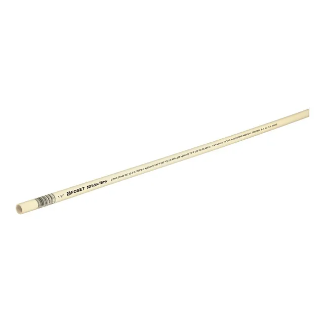 Tubo Cpvc Hidroflow 1/2'' Rd-13.5 3pz De 1 Metro Foset 45042