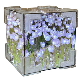 Luz Nocturna Tridimensional Diy Cube Tulip Con Espejo Luz Nocturna Tridimensional Diy Cube Tulip Con Espejo