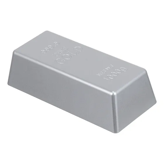 Simulação De 1 Pc Silver Bar Decorative Silver Brick Plastic