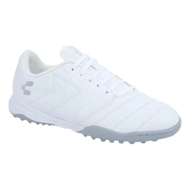 Tenis De Futbol Turf De Dama Charly 9006 Color Blanco/ Plata