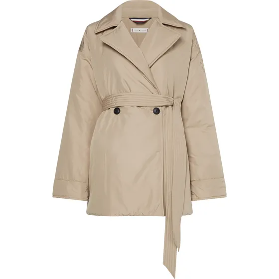 Chaquetón Acolchado Con Cinturón Mujer Beige Tommy Hilfiger