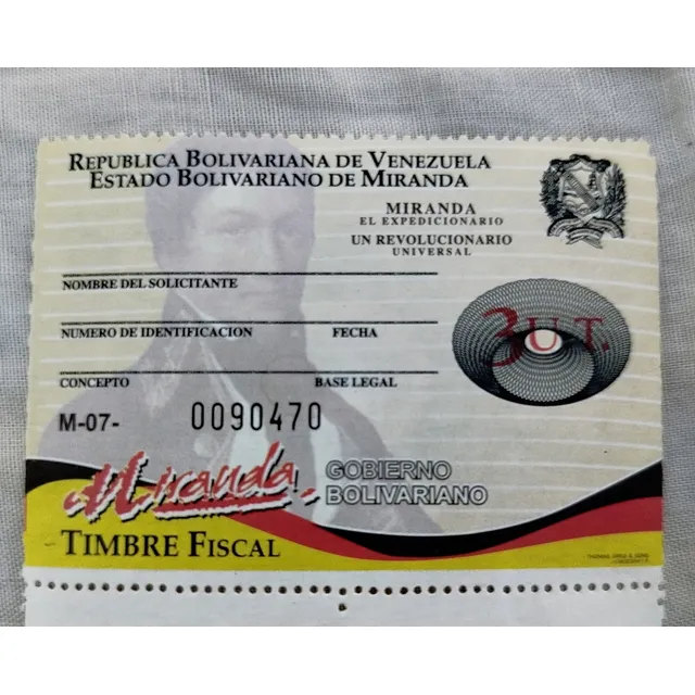 Estampillas Timbres Fiscales Estado Miranda