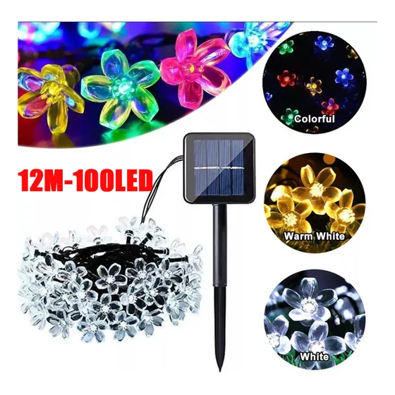 1 Guirnalda Solar De Luces Navideñas Con Flores De Cerezo, 1