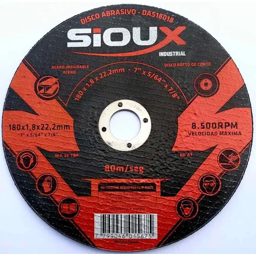 Disco De Corte 7 PuLG. X 25 Un Calidad Industrial Sioux Color Rojo
